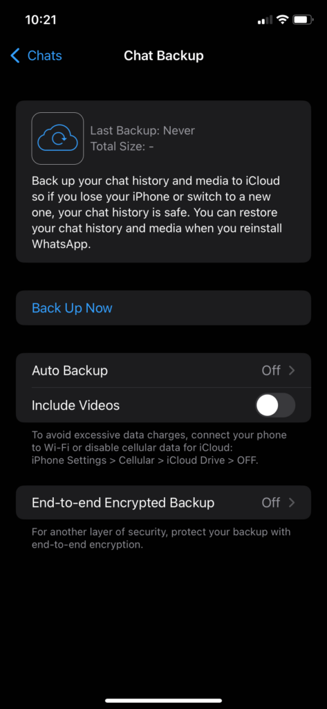 WhatsApp chat backups